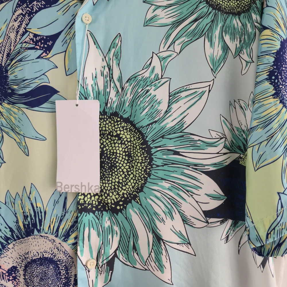 NWT Bershka Men's Floral Print Shirt Size L - Picture 6 of 9
